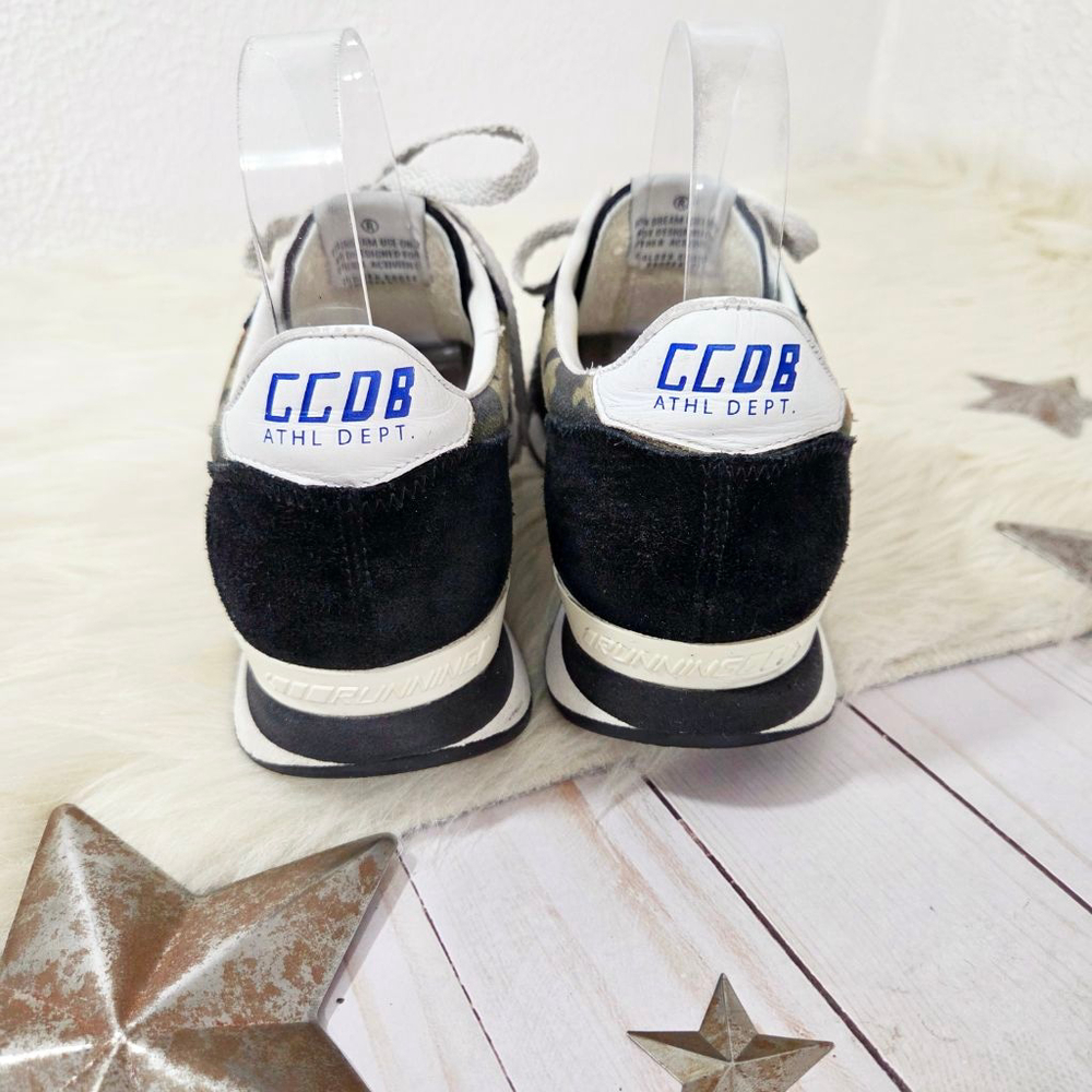 Golden Goose Running camo sneakers gold glitter star distressed black suede 38 - Picture 4 of 13